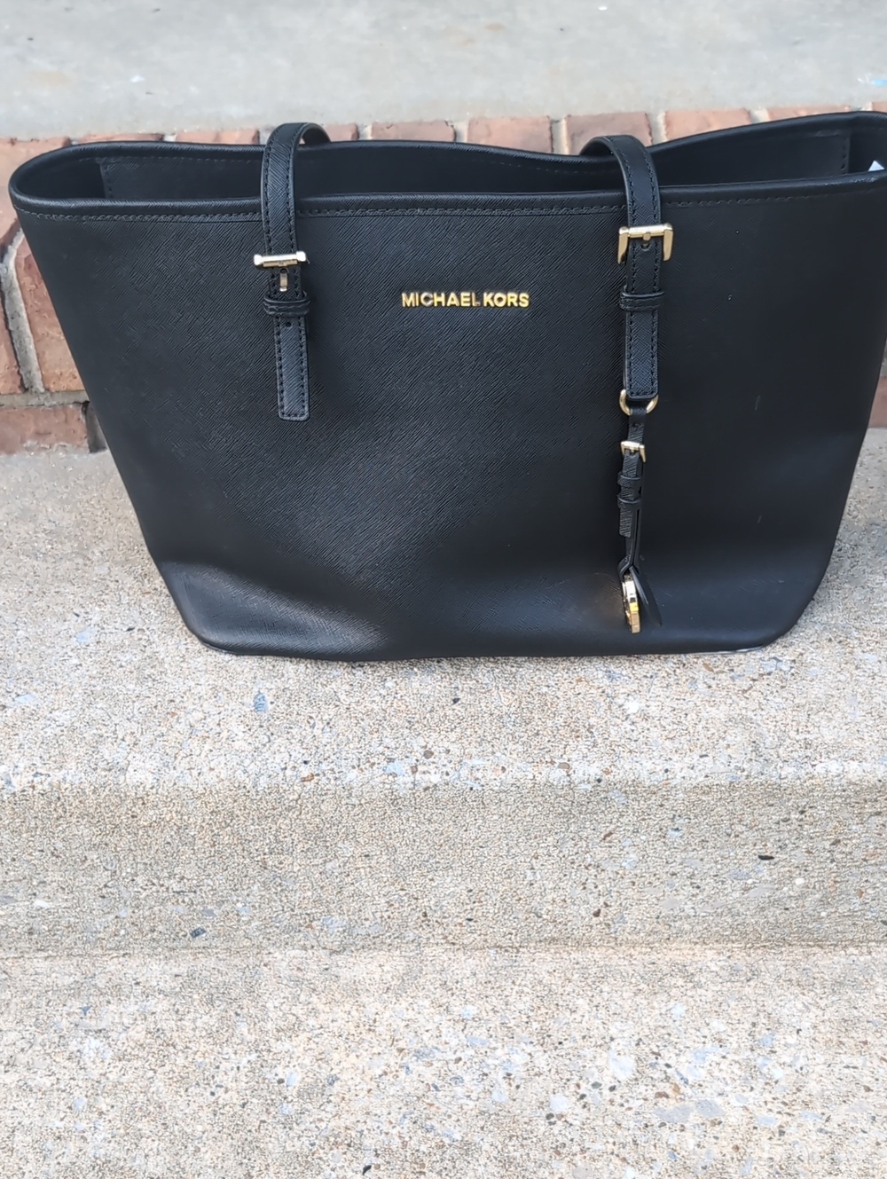 Michael Kors Jet Set Saffiano Leather Large Tote Bag Black